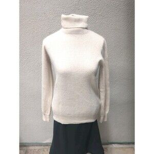Enzo Mantovani Womens 100% Cashmere Sweater LG Cream Turtleneck Soft Cozy